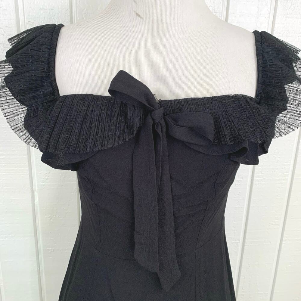 For Love & Lemons Off Shoulder Ruffle Mini Dress Black Cocktail Party Women S - Picture 3 of 10